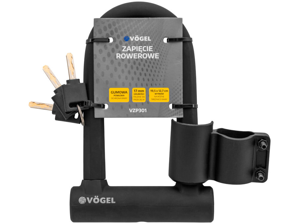 Zapięcie rowerowe VÖGEL VZP301 U-lock Czarny elementy zestaw klucze