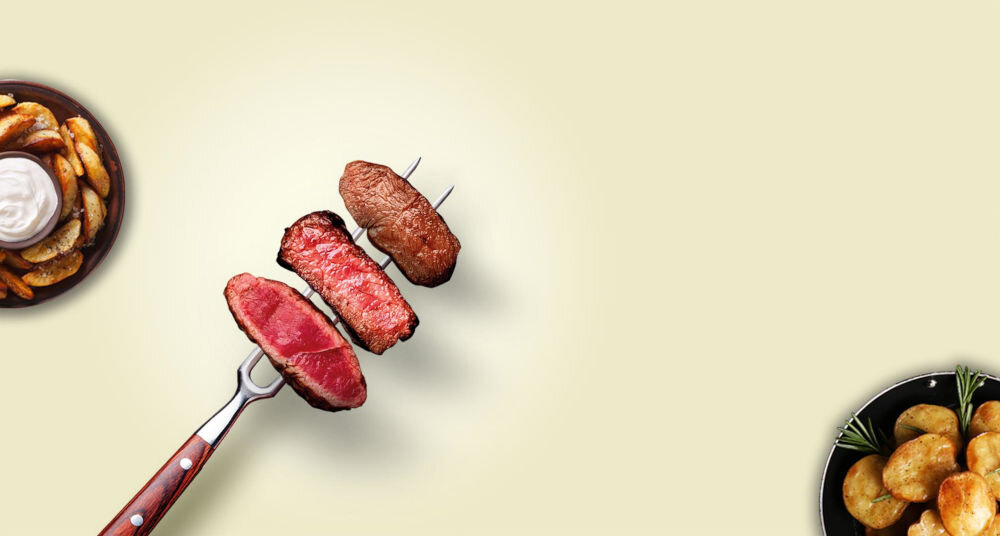 Frytkownica beztłuszczowa CECOTEC Cecofry Rain Air Fryer pełno kontrola nad stopniem wysmażenia stek krwisty średnio krwisty dobrze wysmazony łatwe dostosowanie stopnia wysmażenia przygotowanie potrawy według gustu i preferencji 