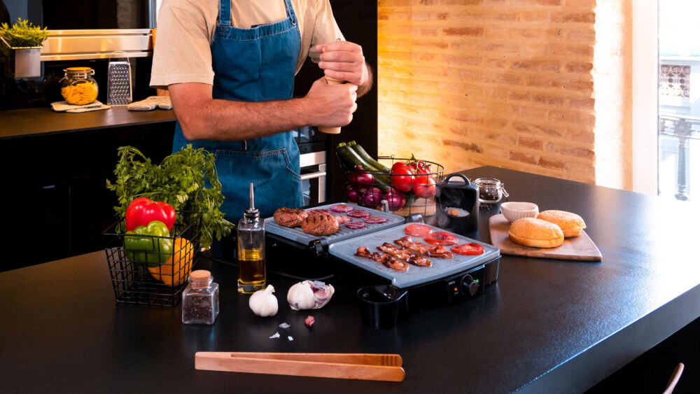 Grill elektryczny CECOTEC Rock'nGrill 2000 Stone Ceramic Mix&Grill doskonałe rozwiązanie szybkość wygoda wszechstronność solidn akonstrukcja praktyczne technologie przemyślane funkcje przydatne urzadzenie