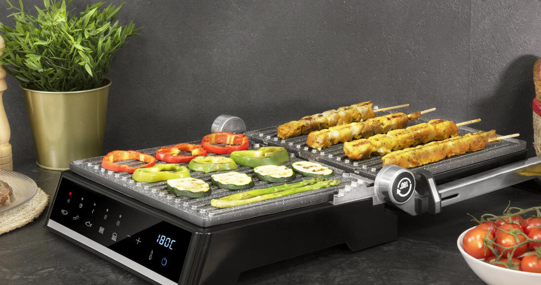 Grill elektryczny CECOTEC Rock'nGrill 2000 Smart Czarny powierzchnia grillowanie rozkładanie możliwości wysokość
