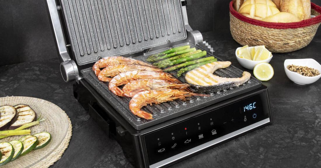 Grill elektryczny CECOTEC Rock'nGrill 2000 Smart Czarny Dokładny termostat regulacja temperayura dostosowanie potrawy