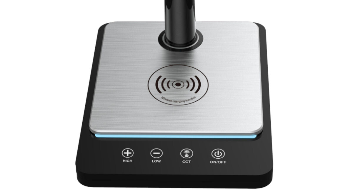 Lampka biurkowa MAXCOM Porto ML3100 czarna, barwy światła, ciepło, zimno, Zbliżenie na indukcję lampki