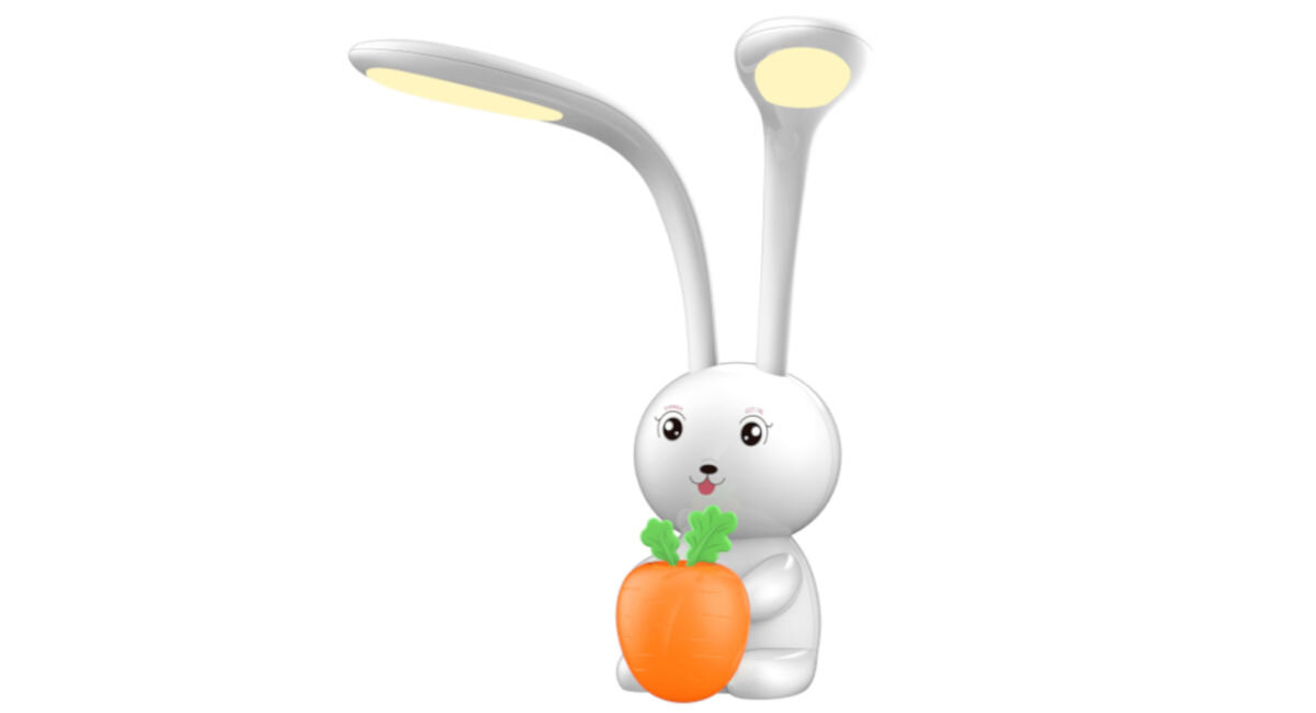 Lampka nocna LED MAXCOM Charlie ML4910 Biały, budowa, IP20, wymiary, Lampka stoi pionowo frontem prawo skos