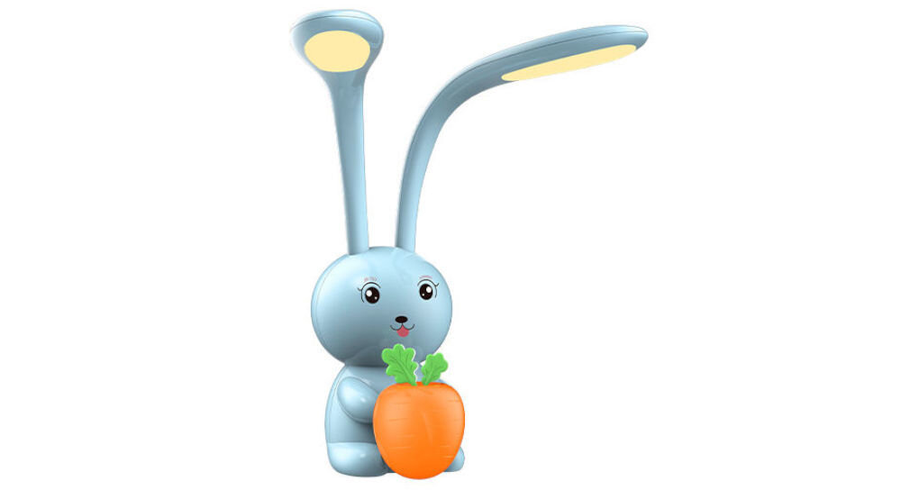 Lampka nocna LED MAXCOM Charlie ML4910 Niebieski, kształt, królik, nauka, Na zdjęciu lampka w kształcie królika pionowo lewo skos