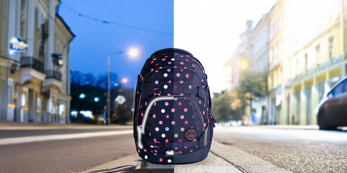 Plecak szkolny COOCAZOO 2.0 Mate Reflective Moons Różowo-fioletowy Ochrona przed wilgocią impregnowana tkanina na każdą pogodę