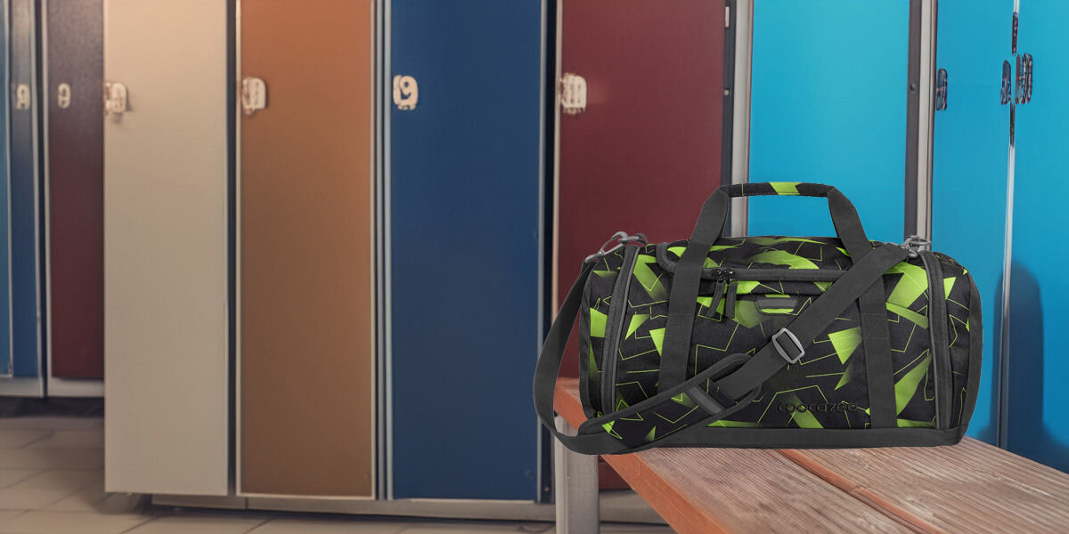 Torba sportowa COOCAZOO 2.0 Lime Flash Czarno-zielony Odblaski dla bezpieczeństwa