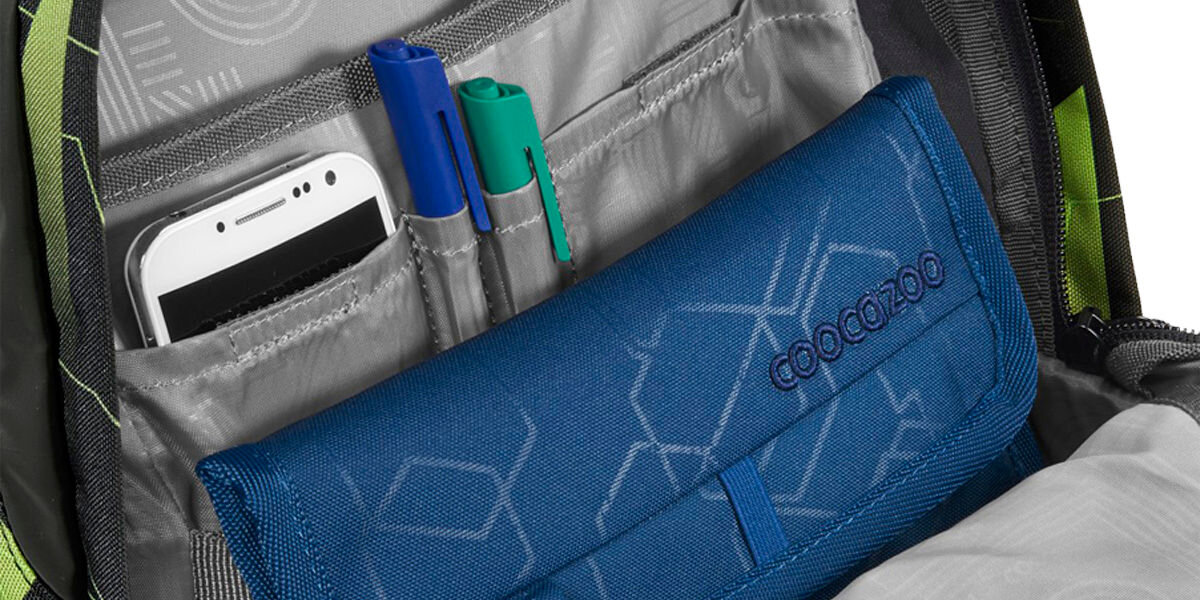 PLECAK COOCAZOO 2.0 JOKER LIME FLASH dwie pojemne komory kieszenie boczne karabińczyk przednie paski