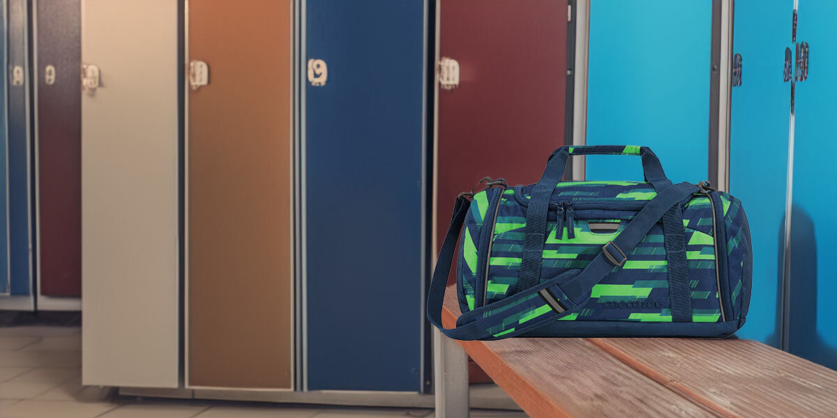 Torba sportowa COOCAZOO 2.0 Lime Stripe Niebiesko-zielony Granatowy Odblaski dla bezpieczeństwa