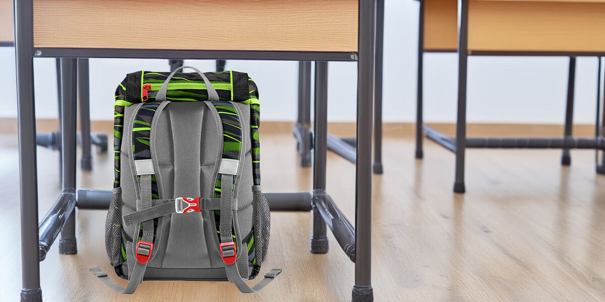 Plecak STEP BY STEP Junior Kid Wild Cat Chiko Szaro-zielony Wygoda i ergonomia wyprofilowany tył pasek piersiowy