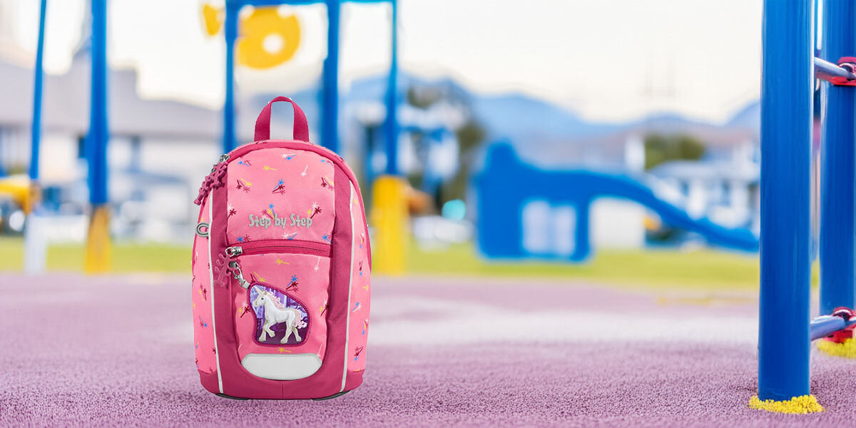 Plecak STEP BY STEP Junior Kiga Mini Little Unicorn Nuala Różowy odblaskowe elementy miejsce na dane adresowe
