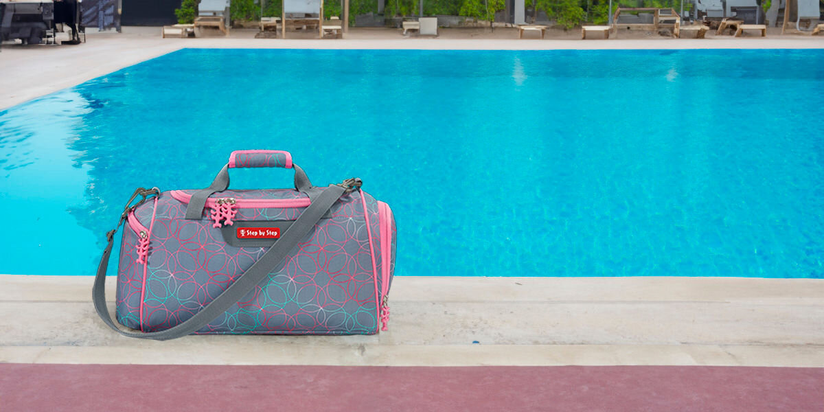 Torba sportowa STEP BY STEP 2 Glitter Heart Hazle Szaro-różowy ergonomiczny uchwyt z zapięciem regulowany odpinany pasek możliwość dostosowania do własnych potrzeb