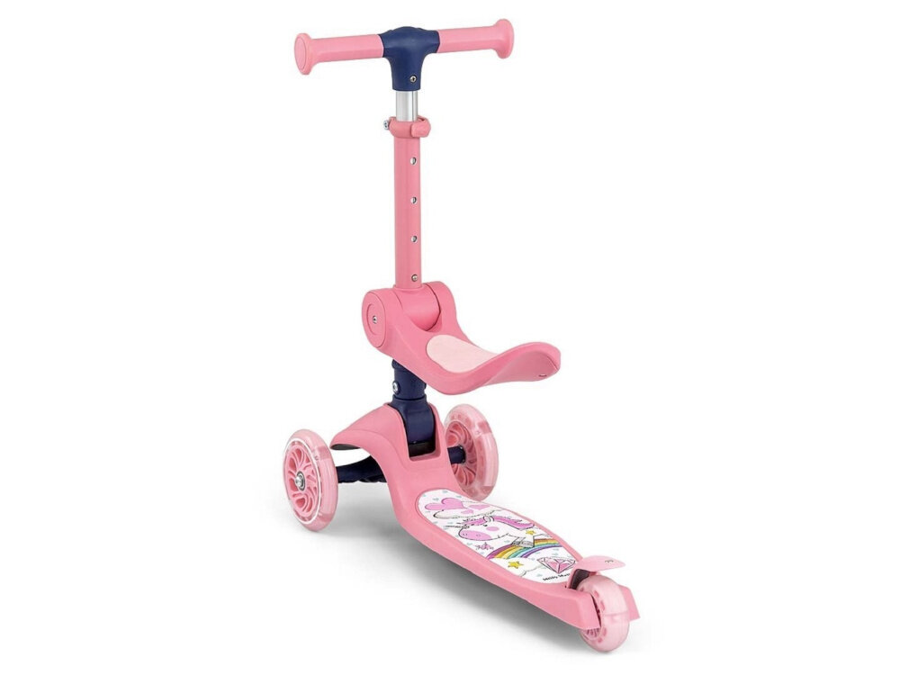 Hulajnoga dla dzieci MILLY MALLY Scooter Fuzzy Różowy hulajnoga balansowa sterowanie skrecanie manewrowanie za pomoca pochylenia ciala we wlasciwa strone dla dzieci od 18 miesiecy jako jezdzik od 24 miesiecy jako hulajnoga