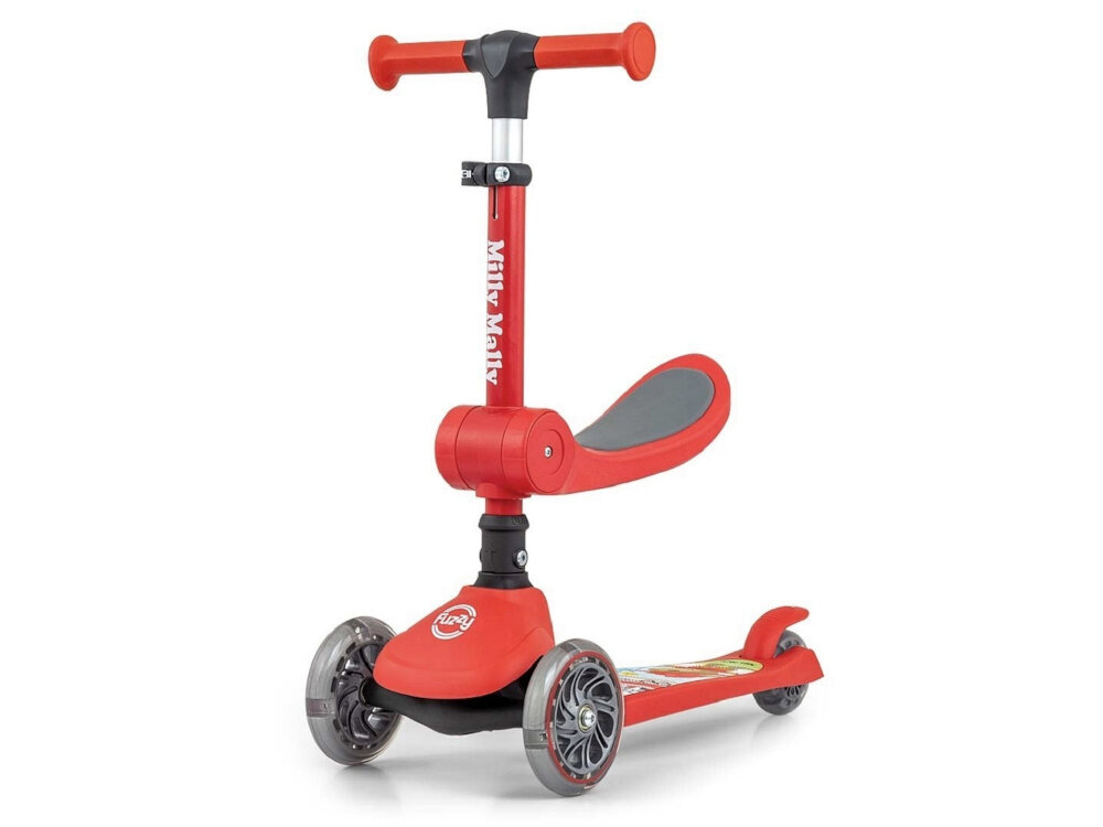 Hulajnoga dla dzieci MILLY MALLY Scooter Fuzzy Czerwony pierwszy pojazd zabawa rozwoj hulajnoga 2 w 1