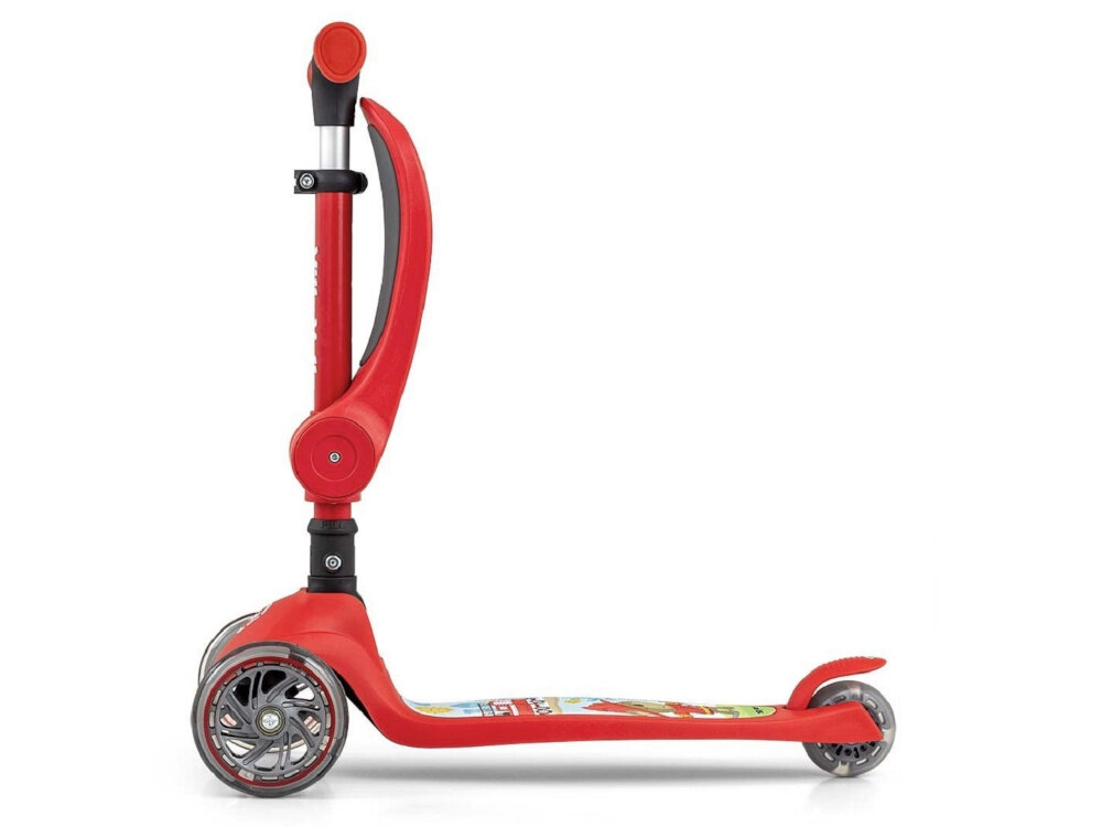Hulajnoga dla dzieci MILLY MALLY Scooter Fuzzy Czerwony dwie funkcje hulajnoga balansowa jezdzik wyprofilowane siedzisko wymiary 20 x 11,5 cm nauka manewrowania rozwoj koordynacji wzrokowo-ruchowej siedzisko mozna zlozyc