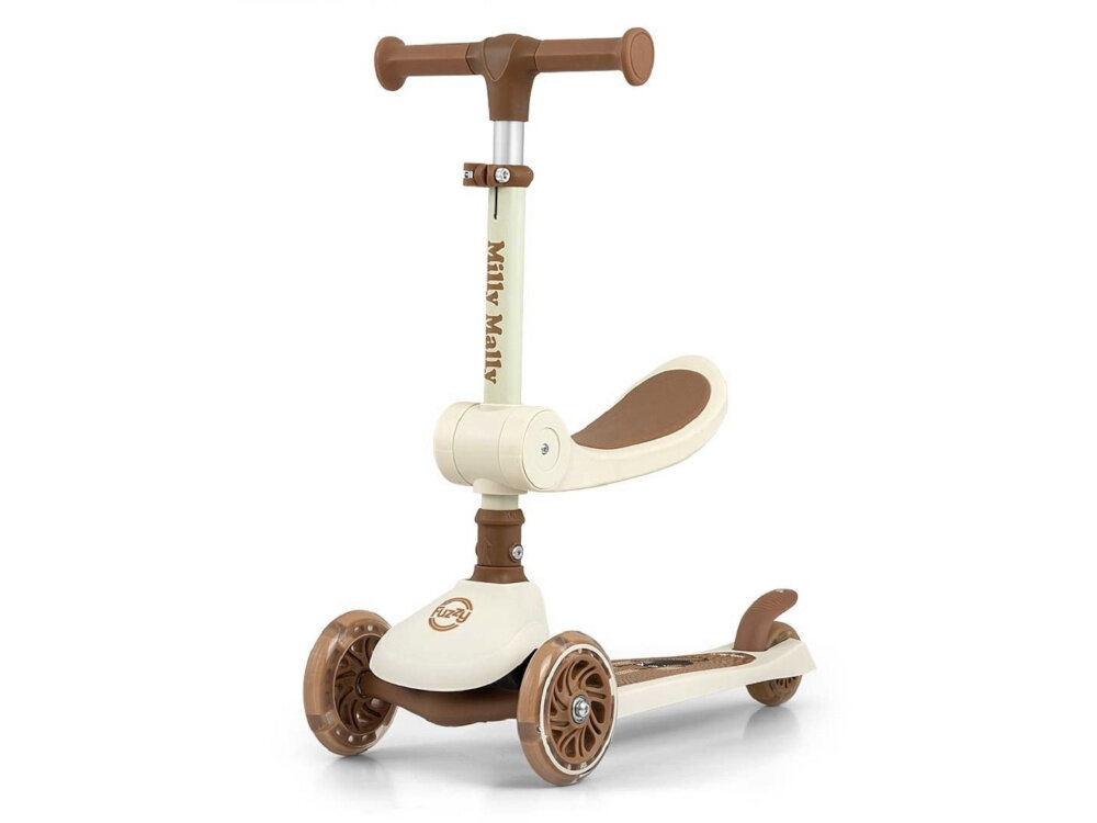 Hulajnoga dla dzieci MILLY MALLY Scooter Fuzzy Beżowy pierwszy pojazd zabawa rozwoj hulajnoga 2 w 1