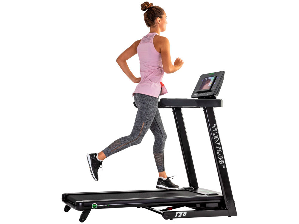 Bieżnia elektryczna TUNTURI Competence T20 2570W 16km-h 47 wbudowanych programow treningowych 3 programy uzytkownika funkcja pomiaru BMI trening dopasowany do potrzeb i umiejetnosci