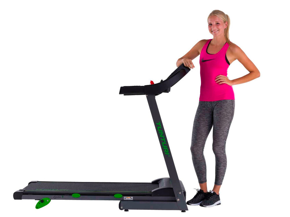 Bieżnia elektryczna TUNTURI Cardio Fit T30 1100W 12km-h niewielkie wymiary 69 x 129,7 x 151,5 cm mozliwosc zlozenia