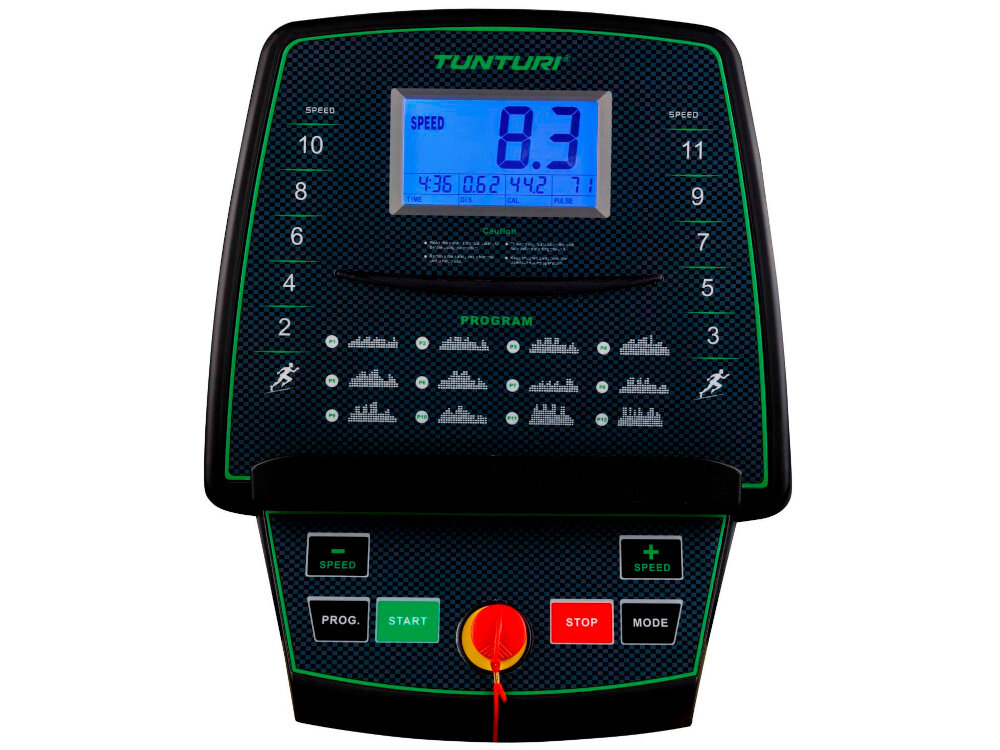 Bieżnia elektryczna TUNTURI Cardio Fit T30 1100W 12km-h 5-calowy wyswietlacz LCD zdrowie dobre samopoczucie uchwyt na tablet/smartfon uchwyt na bidon