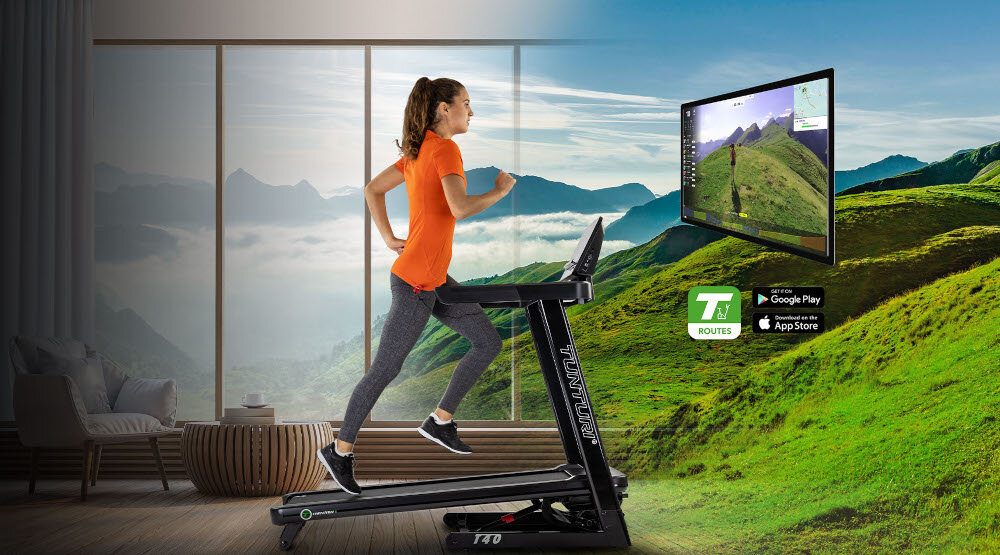 Bieżnia elektryczna TUNTURI Competence T40 2570W 16km-h trening cardio trening w domu wygoda funkcjonalnosc kondycja zdrowie