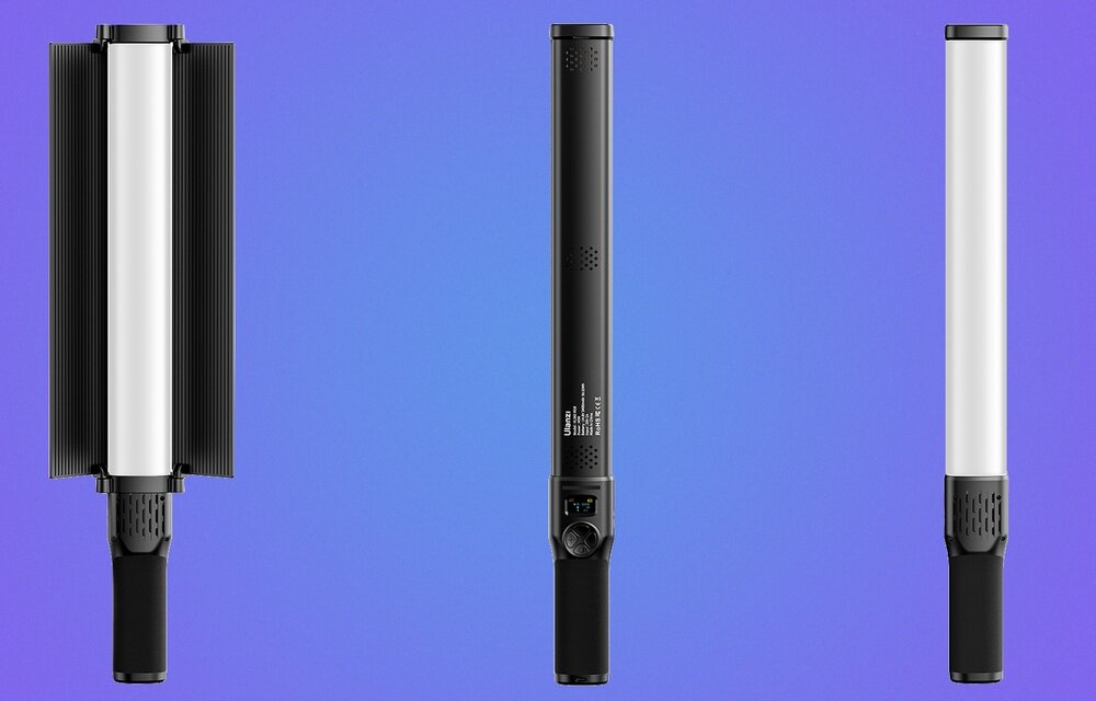 Lampa LED Ulanzi VL360 przód, tył oraz otwarte wrota