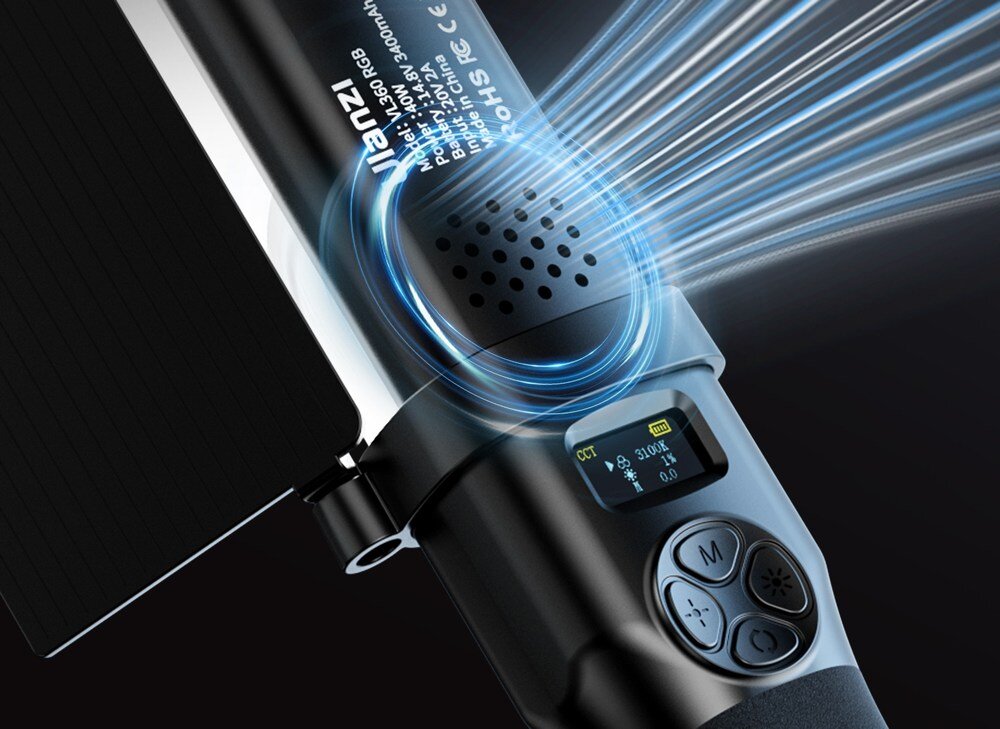 Lampa LED Ulanzi VL360 praca wentylatora