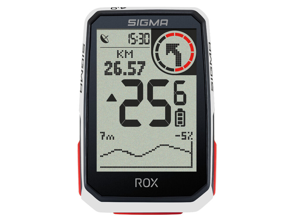 Licznik rowerowy SIGMA GPS ROX 4.0 Bezprzewodowy Biały intuicyjna obsluga 2 przyciski dla poczatkujacych dla zaawansowanych rowerzystow 2-calowy wyswietlacz