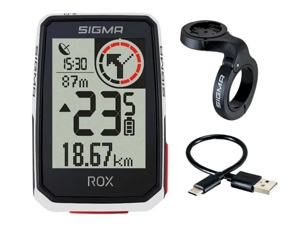 Licznik rowerowy SIGMA GPS ROX 2.0 Bezprzewodowy Biały zestaw