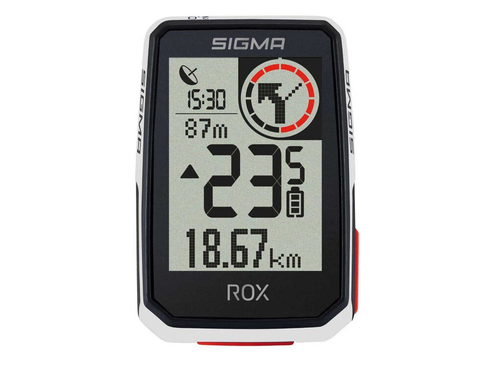 Licznik rowerowy SIGMA GPS ROX 2.0 Bezprzewodowy Biały intuicyjna obsluga 2 przyciski dla poczatkujacych dla zaawansowanych rowerzystow 2-calowy wyswietlacz