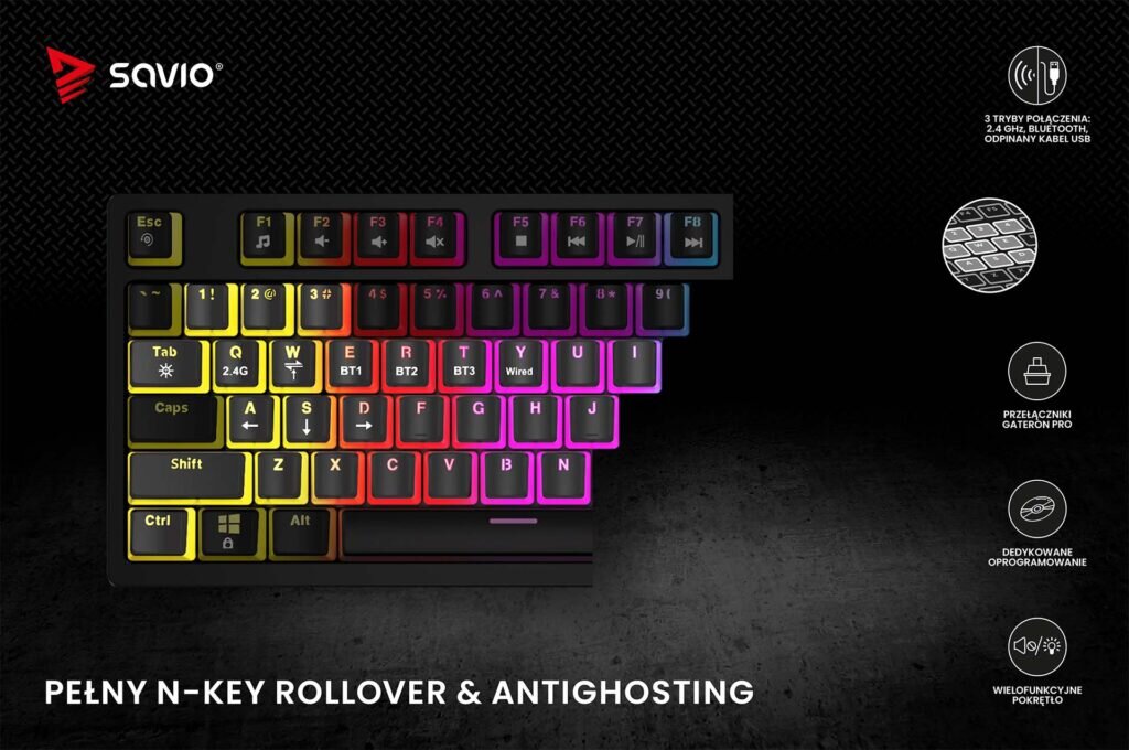 Klawiatura mechaniczna bezprzewodowa Phenix pełny n-key rollover & antighosting