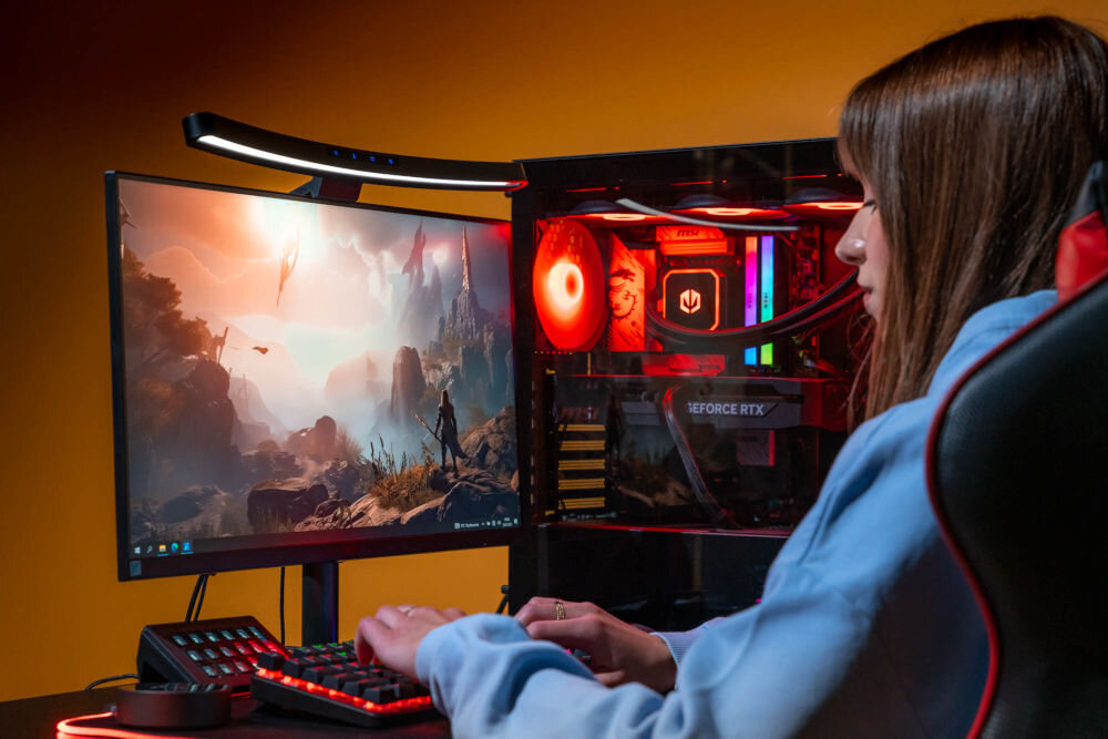 Lampka na monitor MAD DOG GML200K 5 W, Regulacja jasności zamontowana na monitorze oświetlenie stanowiska gamingowego oświetlenie biurka