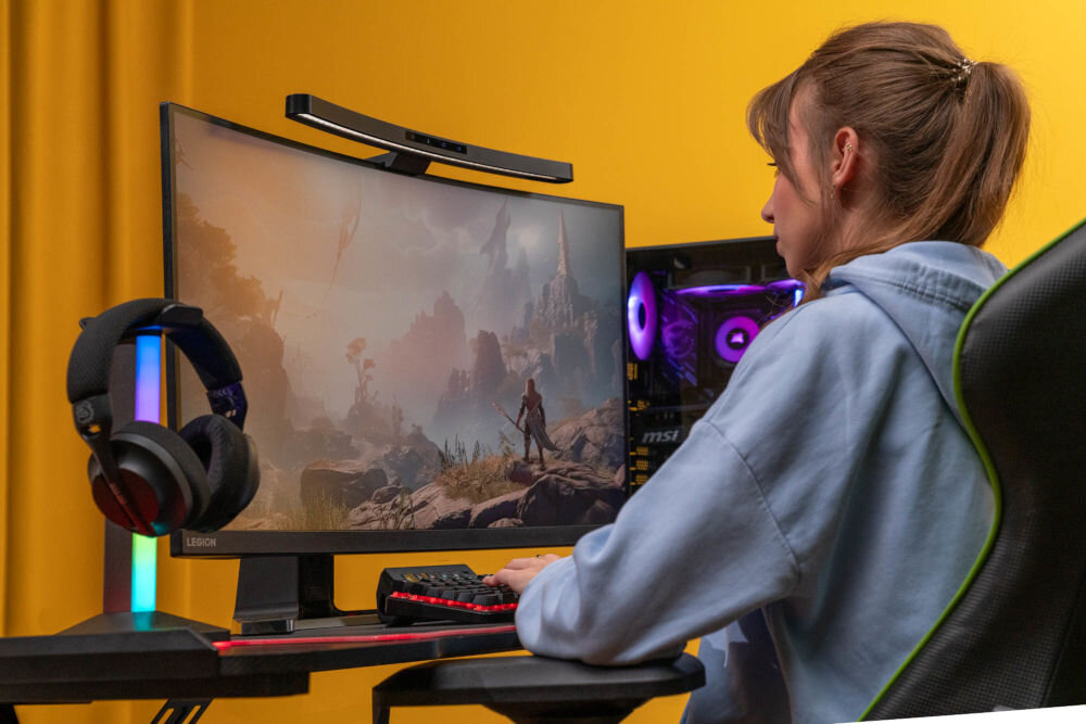 Lampka na monitor MAD DOG GML200K 5 W, Regulacja jasności zamontowana na monitorze oświetlenie stanowiska gamingowego oświetlenie biurka