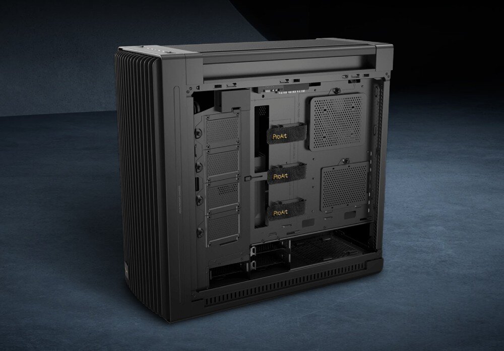 Komputer XQUANTUM ProArt GeForce RTX Studio PA-I7-4080SUWH i7-14700KF 64GB RAM 2TB SSD GeForce RTX4080 Super Windows 11 Home obudowa wygląd wentylacja złącza