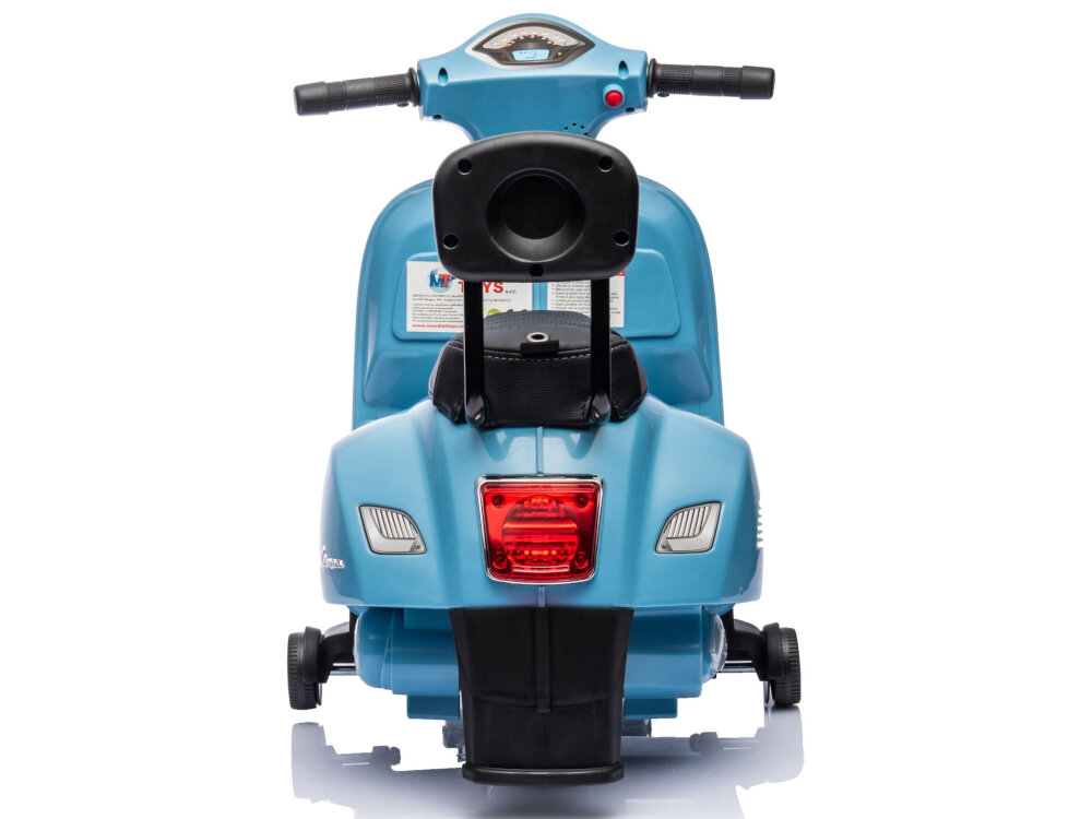 Motorek elektryczny SUN BABY Scooter Vespa Niebieski dla dzieci w wieku od 18 miesiaca o maksymalnej wadze do 25 kg odpowiednio wyselekcjonowane materialy solidny wytrzymaly nie ma ostrych krawedzi Bezpieczne uzytkowanie motorka