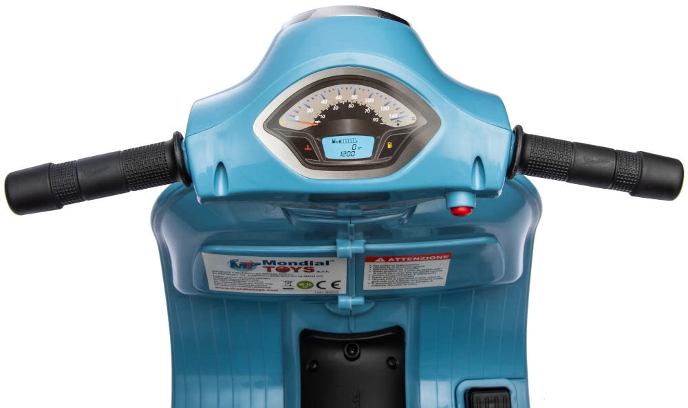 Motorek elektryczny SUN BABY Scooter Vespa Niebieski sygnal dzwiekowy bezpieczenstwo jazdy