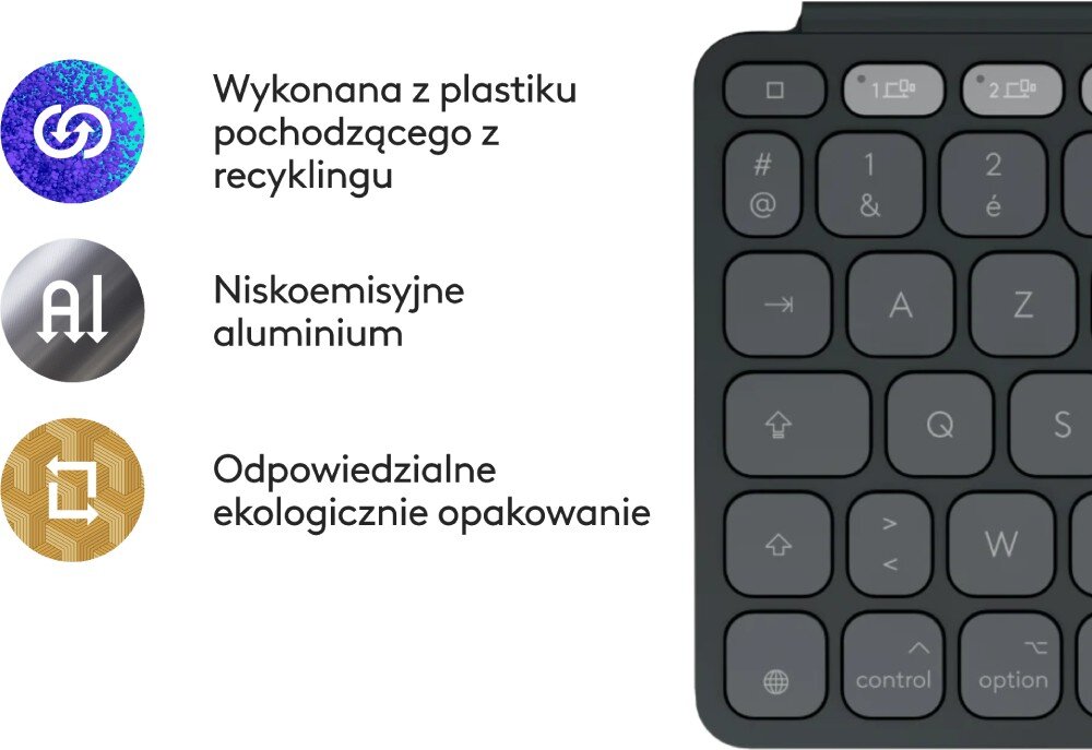 Klawiatura LOGITECH Keys-To-Go 2 for iPad Grafitowy ekologia recykling materiały