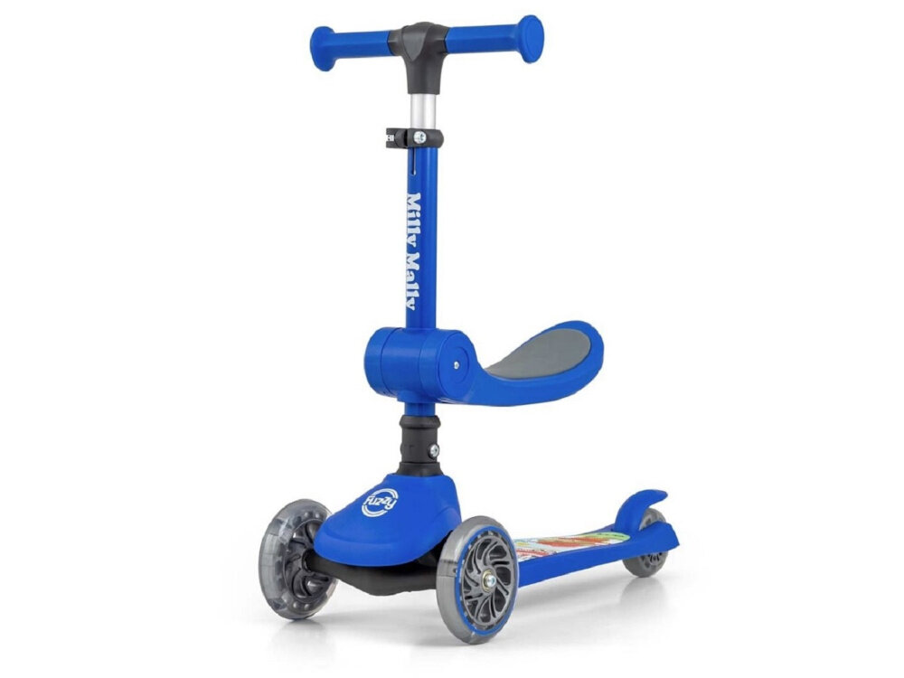 Hulajnoga dla dzieci MILLY MALLY Scooter Fuzzy Niebieski pierwszy pojazd zabawa rozwoj hulajnoga 2 w 1