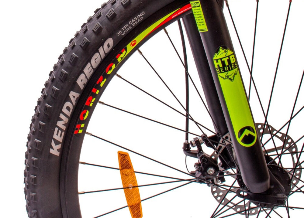 Rower górski MTB HORIZON Tatra Bikes U18 29 cali Niebiesko-pomarańczowy hamulce tarczowe mechaniczne na przod i na ttyl dzialaja w kazdych warunkach pogodowych i na kazdej trasie duza sila hamowania