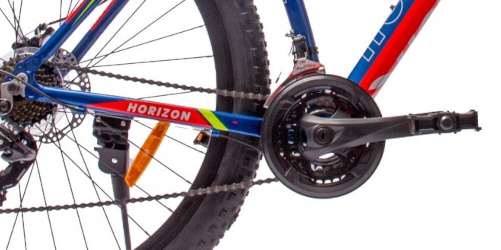 Rower górski MTB HORIZON Tatra Bikes U18 29 cali Niebiesko-pomarańczowy korba Suncross Triple efektywne przenoszenie mocy przez pedaly 7-rzedowy wklad suportu Suncross niezrownana solidnosc