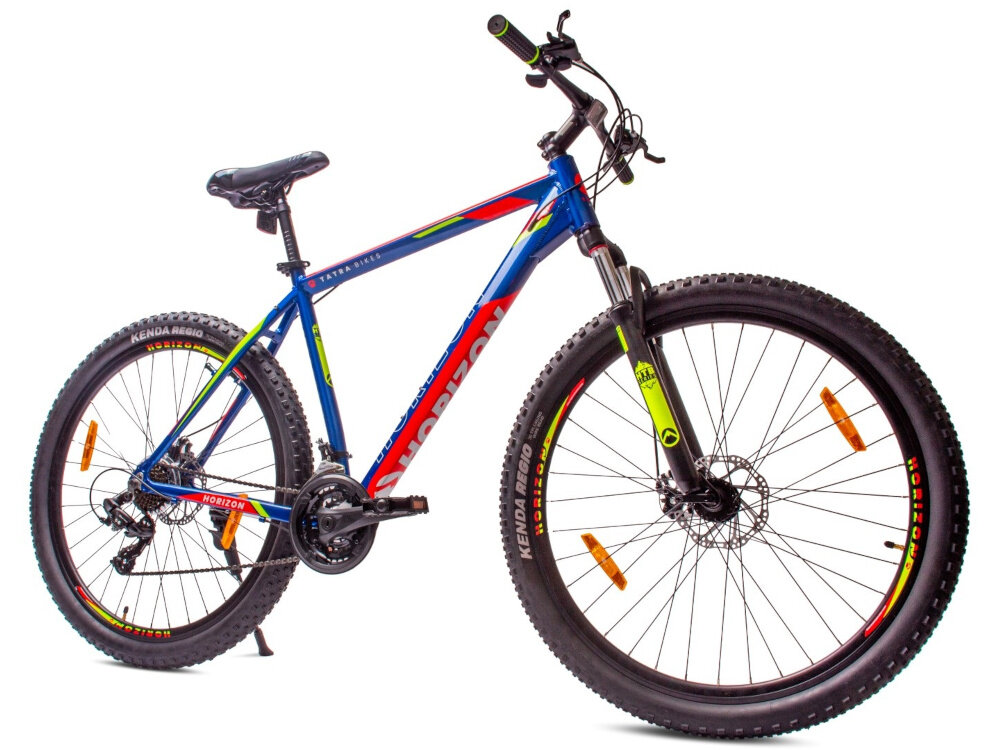 Rower górski MTB HORIZON Tatra Bikes U18 29 cali Niebiesko-pomarańczowy specjalny uchwyt mozliwosc przymocowania bidonu stopka skladana w centralnym punkcie ciezkosci