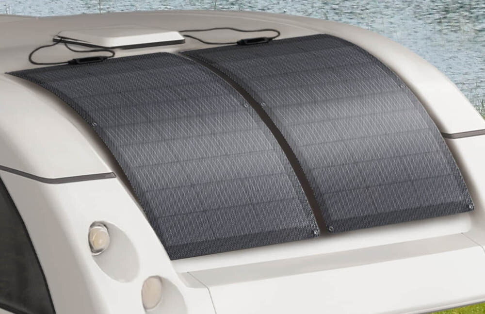 Panel fotowoltaiczny ECOFLOW Elastyczny 200W elastyczna konstrukcja dopasowanie do zakrzywionych powierzchni moc znamionowa 2 x 100 W