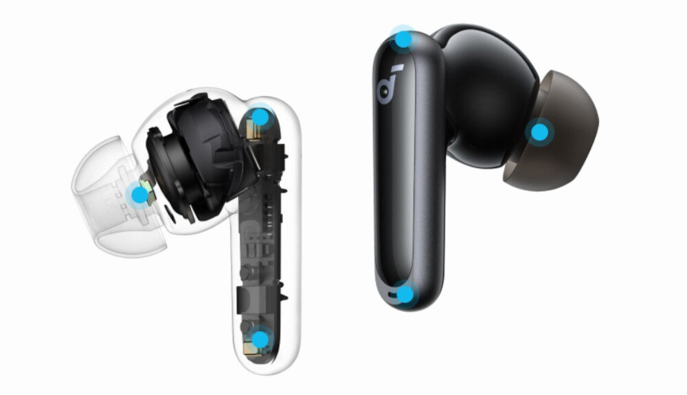 Słuchawki dokanałowe SOUNDCORE P40i ANC AI rozmowy 6 mikrofonów wyraźny głos, słuchawki dokanałowe na białym tle