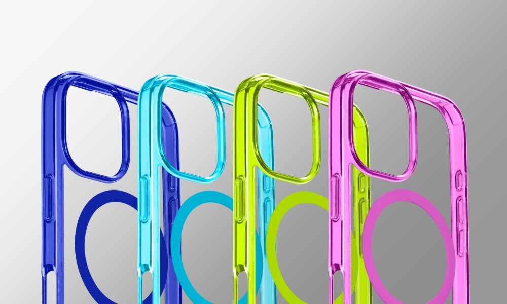 CELLULARLINE Iconic przedstawiony w czterech wersjach kolorystycznych jasny blekit niebieski rozowy i zielony