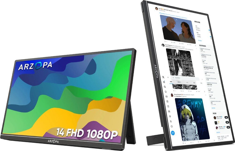 Monitor ARZOPA A1S 14 1920x1080px IPS podstawa nachylenie obrót jasność