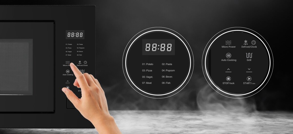 Kuchenka mikrofalowa FINLUX FN-BIA25GBL panel dotykowy sterowanie wyświetlacz