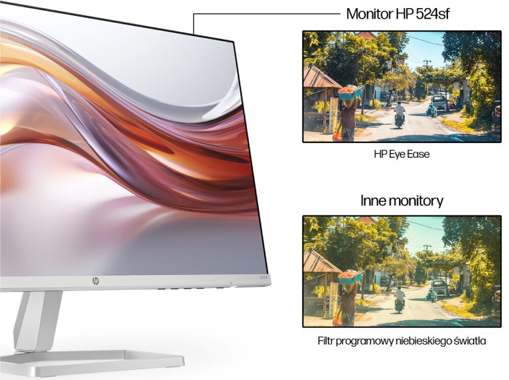 Monitor HP 524sf 23.8 1920x1080px IPS 100Hz ergonomia wygoda filtr niebieskie światło migotanie