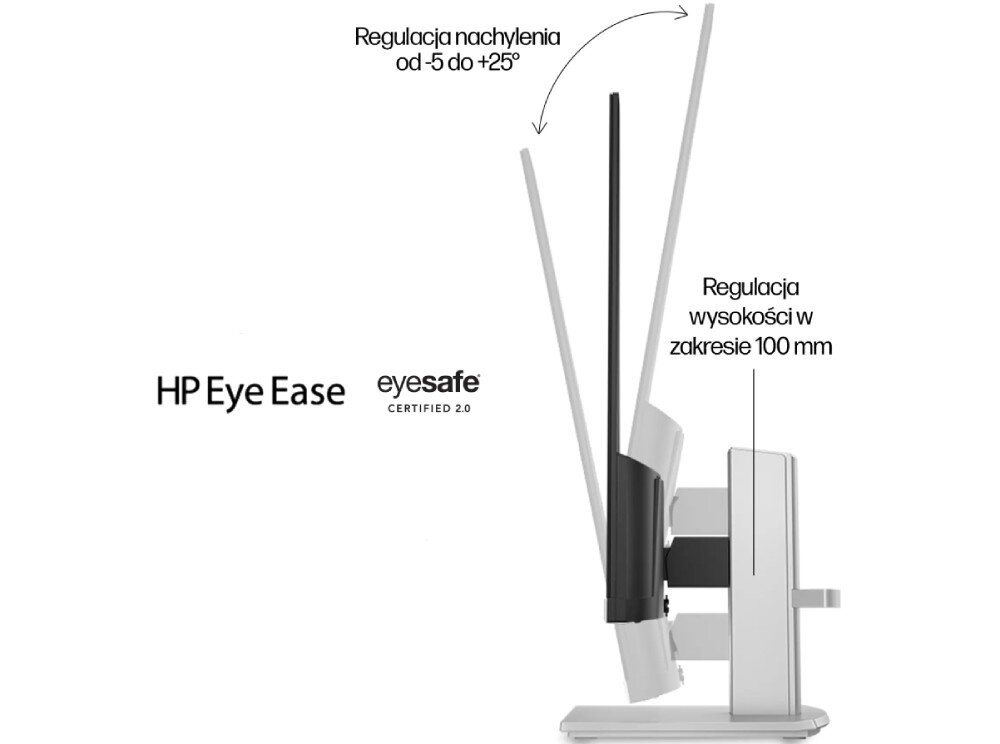 Monitor HP 524sh 23.8 1920x1080px IPS 100Hz ergonomia regulacja wysokość nachylenie niebieskie światło migotanie