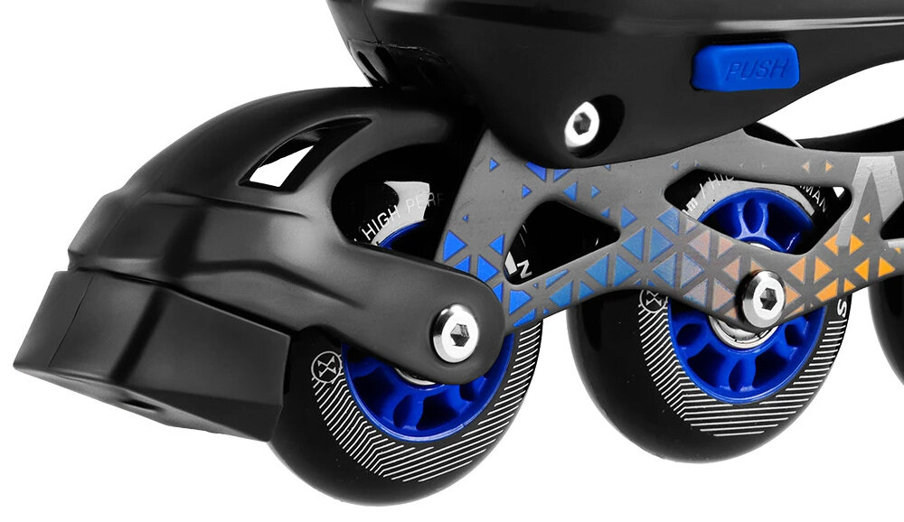 Łyżworolki NILS EXTREME Brave NH18190A 2w1 (rozmiar 39-43) Czarno-pomarańczowy białe tło zbliżenie na hamulec hamulec nożny (w wersji rolkowej) pełna kontrola nad zatrzymywaniem się możesz pewnie manewrować minimalizując ryzyko wypadków zwiększając komfort jazdy zgodność z normą PN-EN 13843:2009 bezpieczeństwo i jakość wykonania minimalizując ryzyko urazów wynikających z wad konstrukcyjnych lub materiałowych