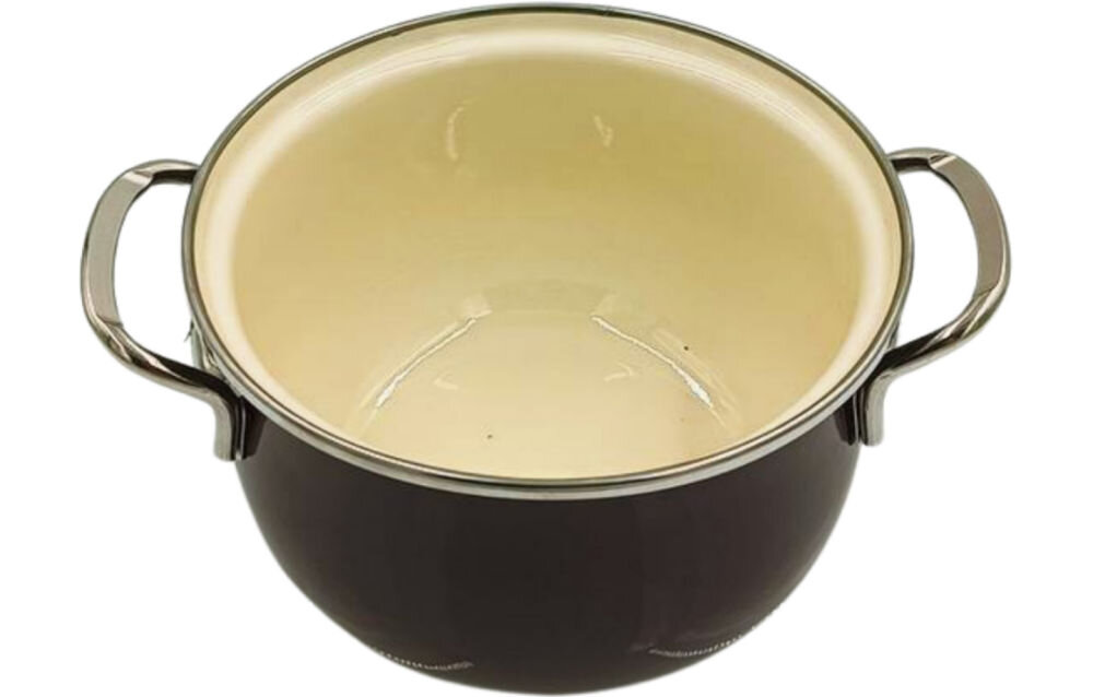 Garnek EMALIA OLKUSZ 35236 Bordowy 20 cm  środek garnka jasny środek uchwyty białe tło równomierne rozprowadzanie ciepła efektywne gotowanie długie duszenie potraw szybkie podgrzewanie składników emaliowana powłoka ułatwienie mycia zapobieganie przypaleniu możliwość mycia w zmywarce komfort codziennego użytkowania przyjemność gotowania 