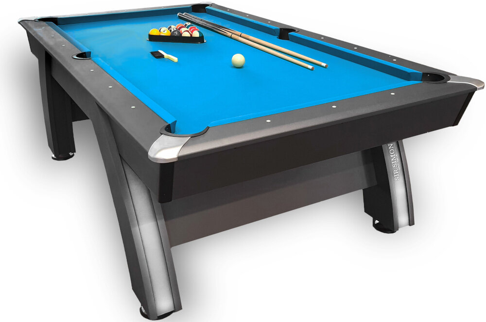 Stół bilardowy HERTZ FITNESS Sir Simon XL stół na białym tle Pole gry o wymiarach 200 x 98,5 cm do swobodnego wykonywania uderzeń i rozwijania umiejętności bilardowych