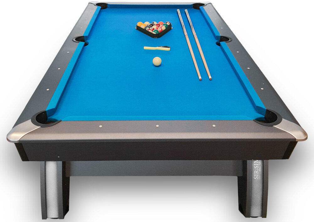 Stół bilardowy HERTZ FITNESS Sir Simon XL stół na białym tle Pole gry o wymiarach 200 x 98,5 cm Zewnętrzne wymiary stołu wynoszą 229 x 128,5 x 77 cm Przemyślane rozplanowanie przestrzeni 100 kg